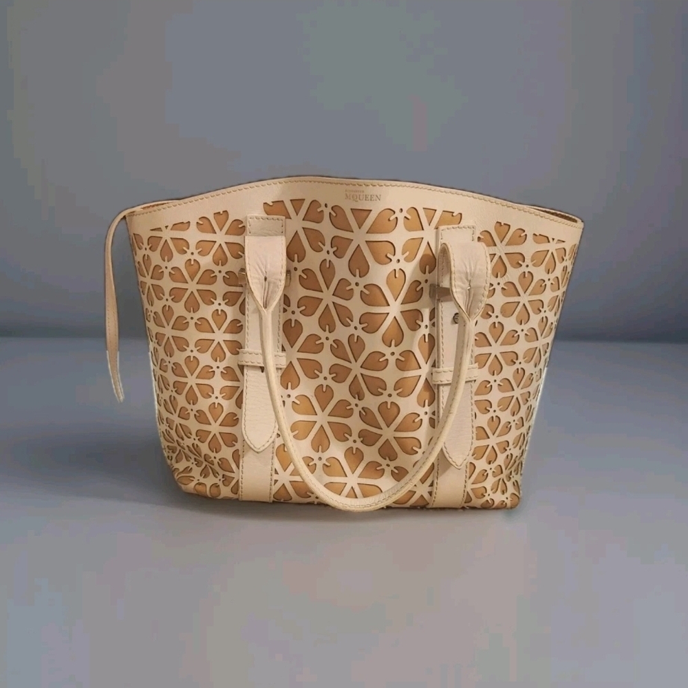 Alexander McQueen Cream Laser-Cut Tote Bag